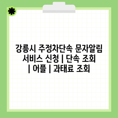 강릉시 주정차단속 문자알림 서비스 신청 | 단속 조회 | 어플 | 과태료 조회