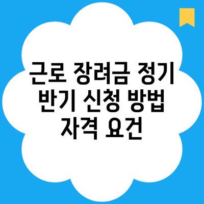 근로 장려금 정기 반기 신청 방법 자격 요건