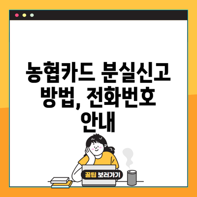 농협카드 분실신고 방법, 전화번호 안내