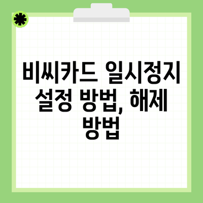 비씨카드 일시정지 설정 방법, 해제 방법