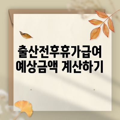 출산전후휴가급여 예상금액 계산하기