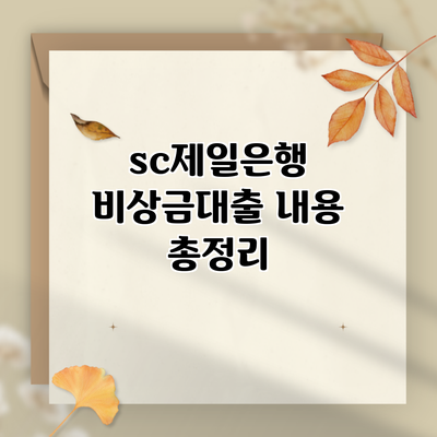 sc제일은행 비상금대출 내용 총정리