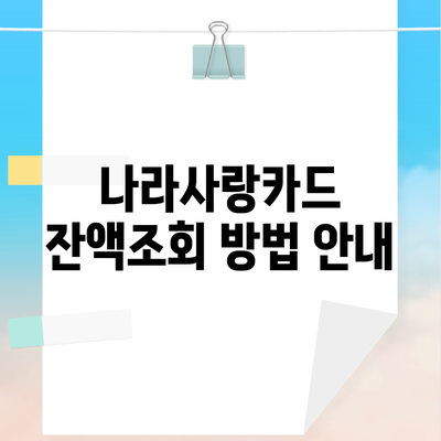 나라사랑카드 잔액조회 방법 안내