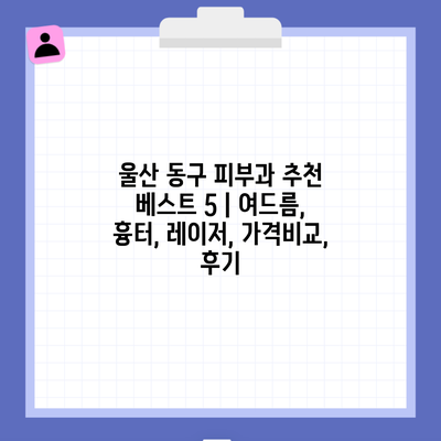 울산 동구 피부과 추천 베스트 5 | 여드름, 흉터, 레이저, 가격비교, 후기