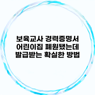 보육교사 경력증명서 어린이집 폐원됐는데 발급받는 확실한 방법