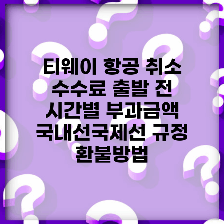 티웨이 항공 취소 수수료 출발 전 시간별 부과금액 | 국내선/국제선 규정 | 환불방법
