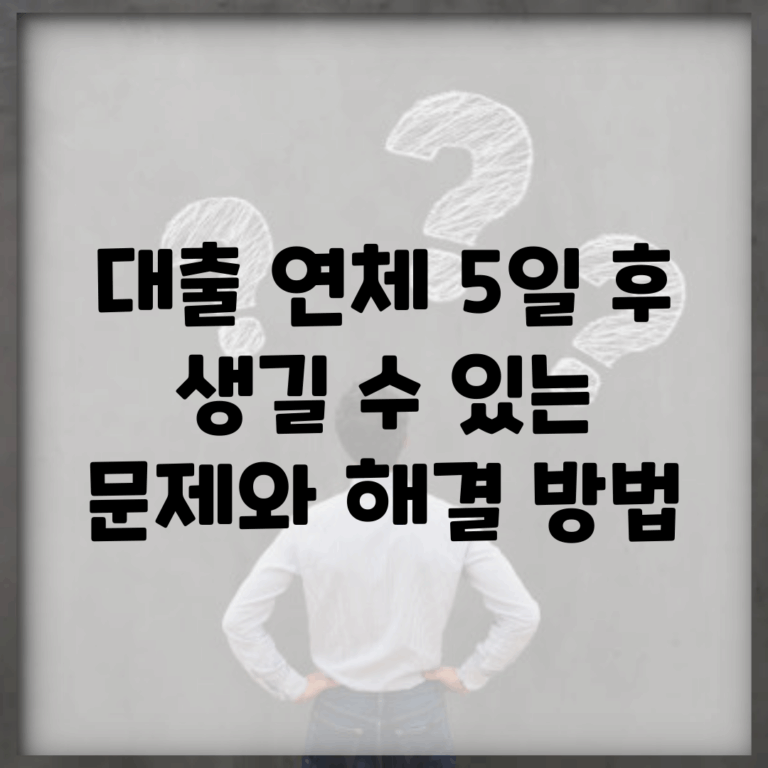 대출 연체 5일 후 생길 수 있는 문제와 해결 방법