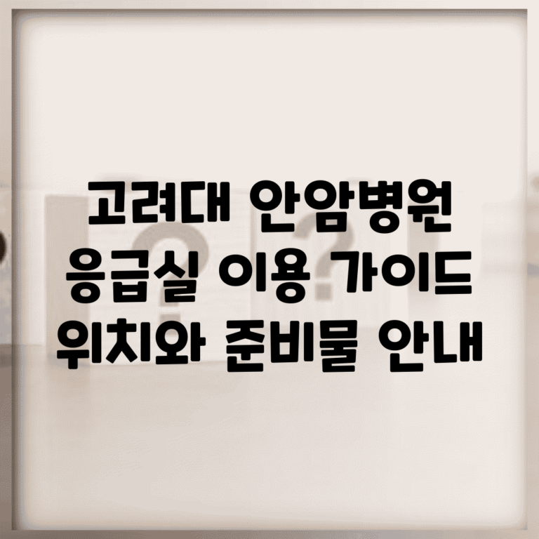 고려대 안암병원 응급실 이용 가이드 | 위치와 준비물 안내