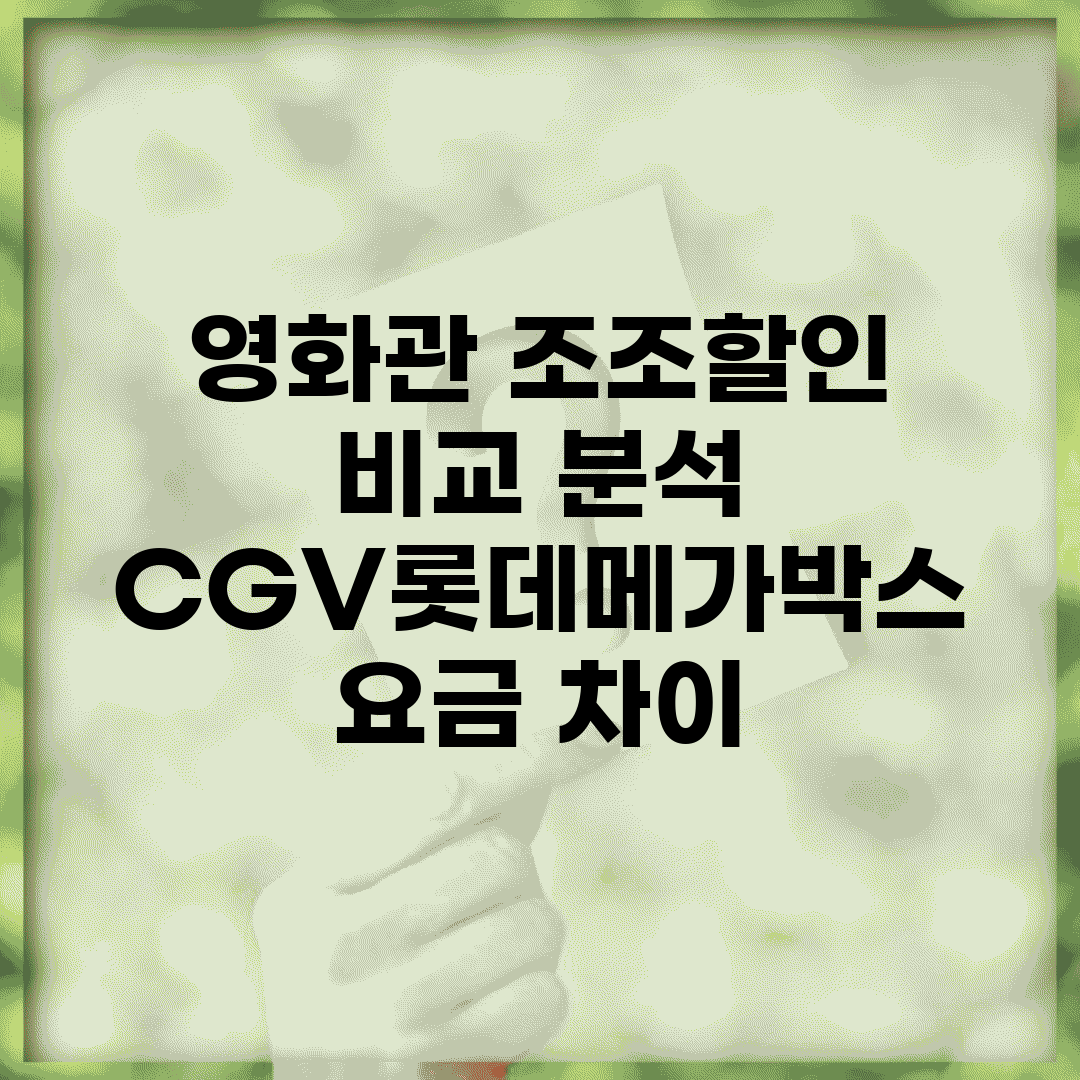 영화관 조조할인 비교 분석 | CGV/롯데/메가박스 요금 차이
