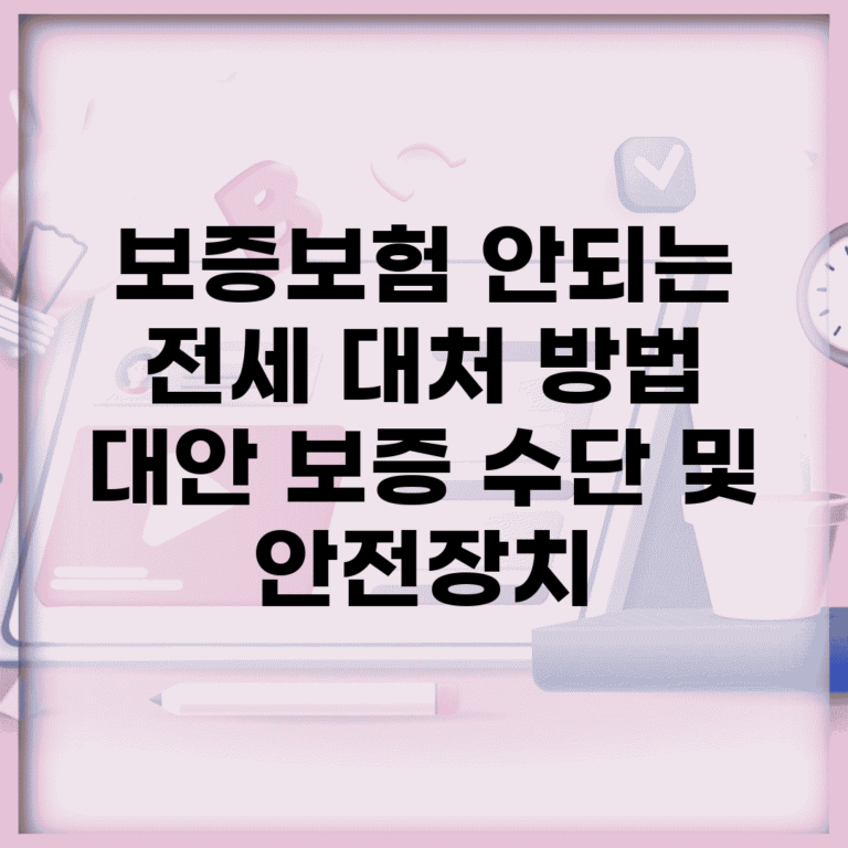 보증보험 안되는 전세 대처 방법 | 대안 보증 수단 및 안전장치