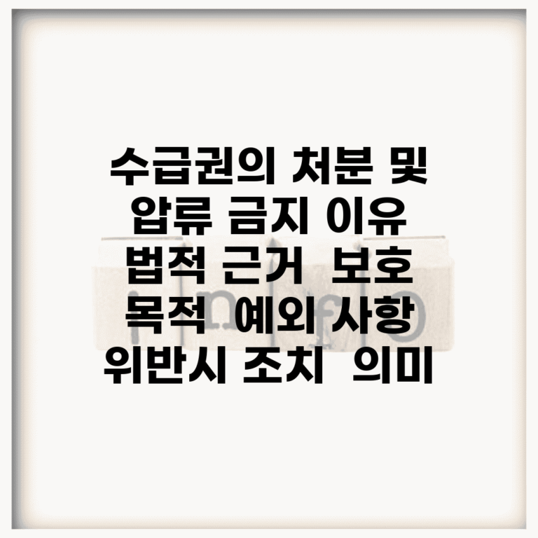 수급권의 처분 및 압류 금지 이유 | 법적 근거 | 보호 목적 | 예외 사항 | 위반시 조치 | 의미