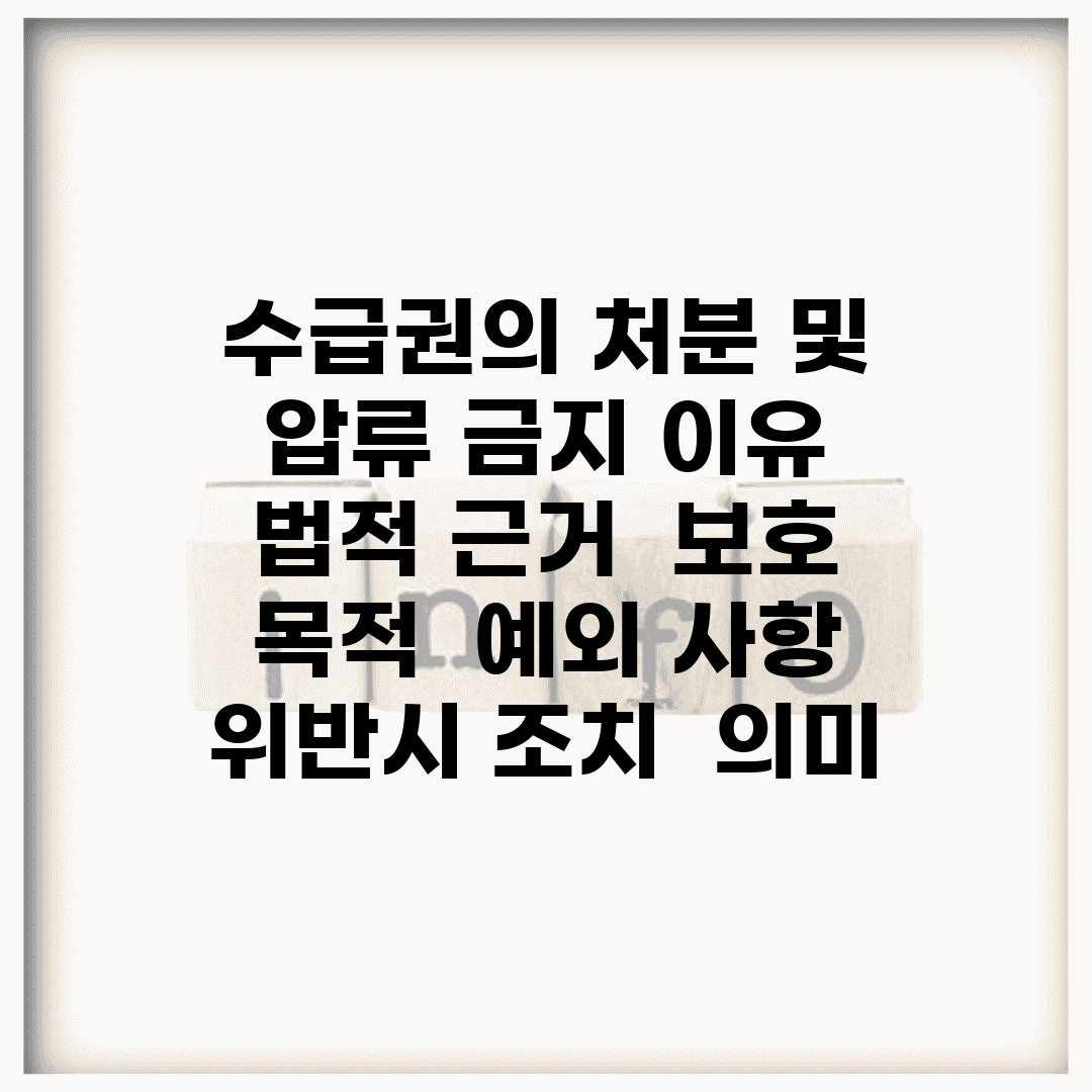수급권의 처분 및 압류 금지 이유 | 법적 근거 | 보호 목적 | 예외 사항 | 위반시 조치 | 의미